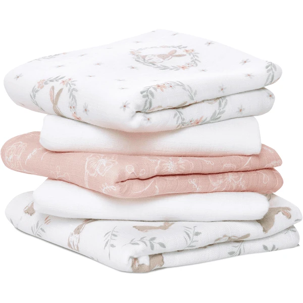 Aden +anais™ Boerendoekjes 5-pack Blush Ing Bunnies - Afbeelding 2