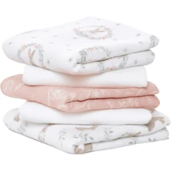 Aden +anais™ Boerendoekjes 5-pack Blush Ing Bunnies