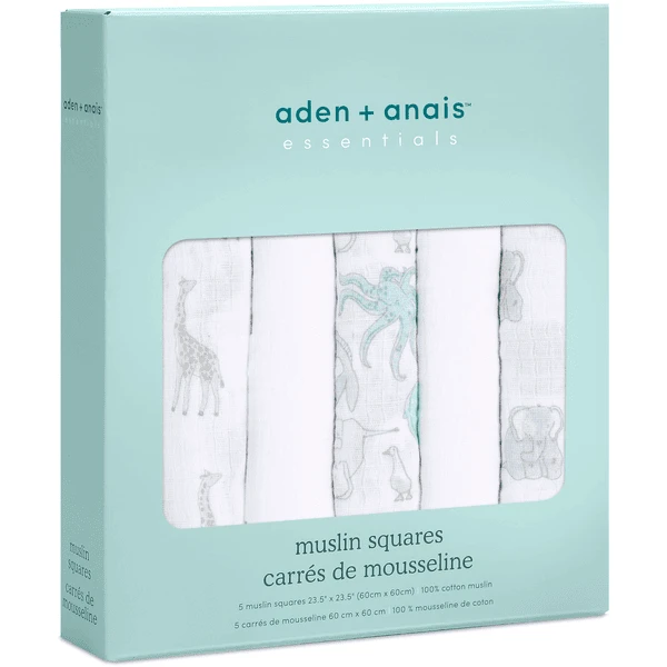 Aden + Anais™ Essential S Boerendoekjes Natural History 5-pack - Afbeelding 2