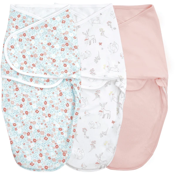 Aden + Anais™ Essential S Easy Swaddle™ Wrap-around Pucksack 3-pack Sprookje Flower