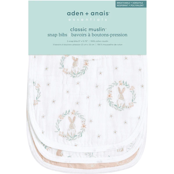 Aden +anais™ Muslin Slabbetjes Blush Ing Bunnies 3-pack - Afbeelding 4