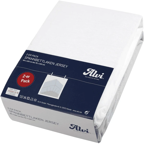 Alvi ® Hoeslaken Dubbelpak Wit/zilver 70 X 140 Cm - Afbeelding 5