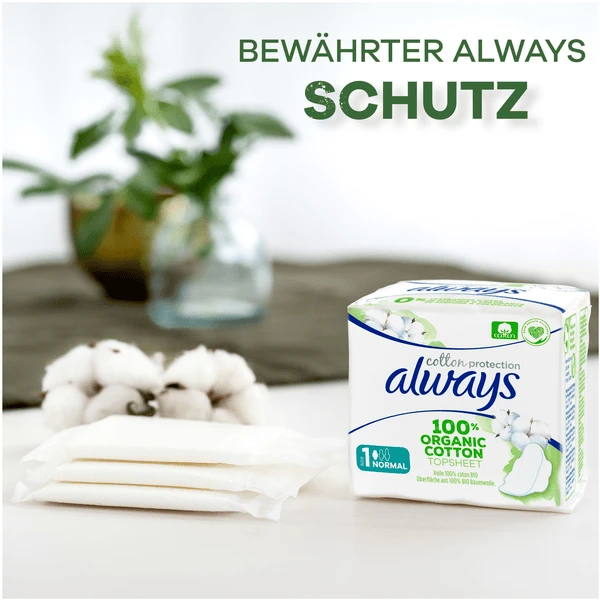 Always® Always Maandverband En Inlegkruisjes Cotton Protection Maandpakket, 96 Stuks (2 X 22 Maandverband + 52 Inlegkruisjes) - Afbeelding 2