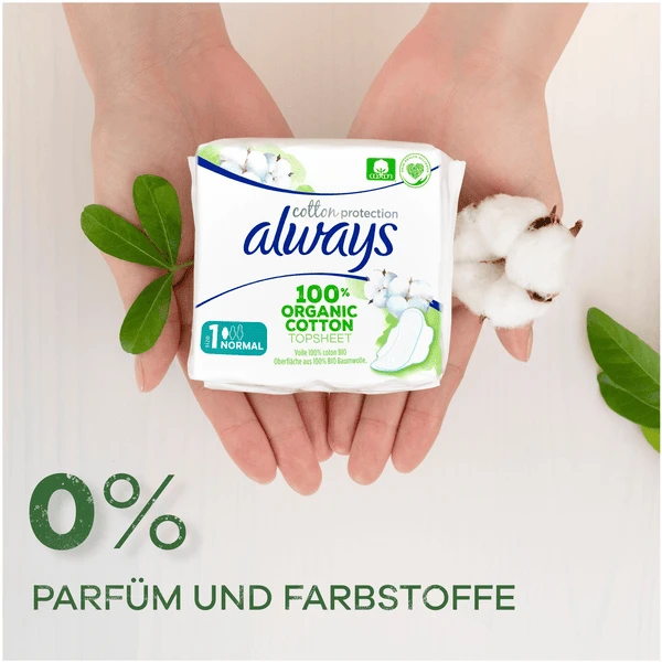 Always® Always Maandverband En Inlegkruisjes Cotton Protection Maandpakket, 96 Stuks (2 X 22 Maandverband + 52 Inlegkruisjes) - Afbeelding 4