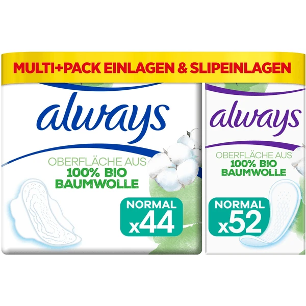 Always® Always Maandverband En Inlegkruisjes Cotton Protection Maandpakket, 96 Stuks (2 X 22 Maandverband + 52 Inlegkruisjes)