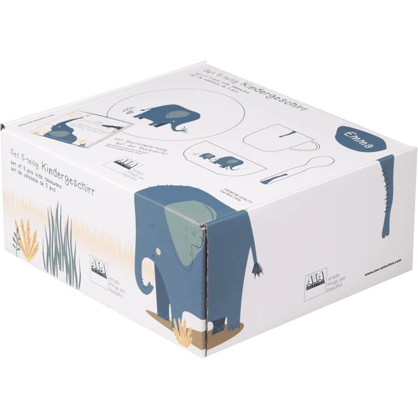 ASA Selection Kinderservies 5-delig Emma Olifant Wit Glanzend - Afbeelding 2