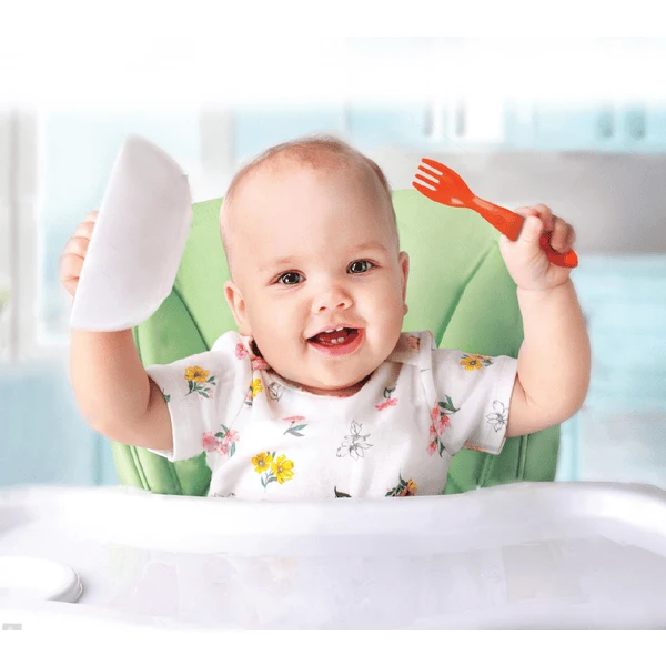 BabyJem Lepel- En Vorkenset 2 Stuks BPA Vrij Oranje - Afbeelding 2