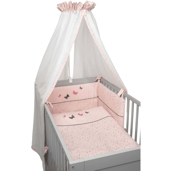 Be Be 's Collectie Mousseline Beddenset 3st 3D Vlinder Roze
