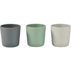 BEABA ® Set Van 3 Siliconenbekers, Grijs/ Saliegroen/ Velvet Grijs