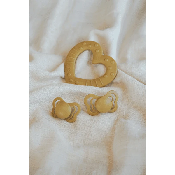 BIBS® Bijtring Baby Bitie Heart Vanaf 3 Maanden In Mustard - Afbeelding 3