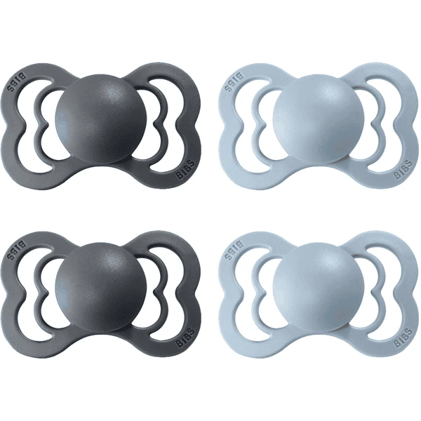 BIBS Fopspeen Supreme Baby Blauw / IJzer Latex 0-6 Maanden, 4 St.