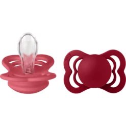 BIBS Siliconen Fopspeen Supreme 0-6 Maanden, Koraal/Ruby 2 St.