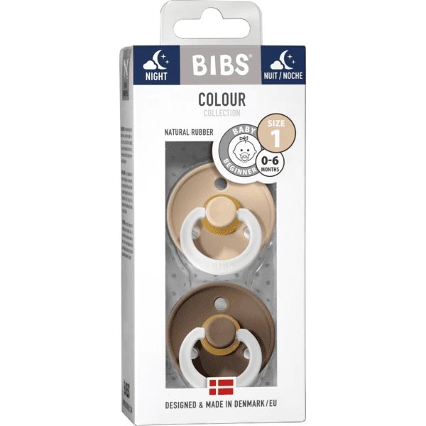 BIBS Soother Colour Donkere Eik / Vanille Night 0-6 Maanden, 2 St. - Afbeelding 2