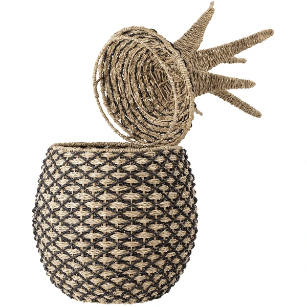 Bloom Ingville MINI Mandje Met Deksel Rosamaj Pandan Zwart - Afbeelding 3