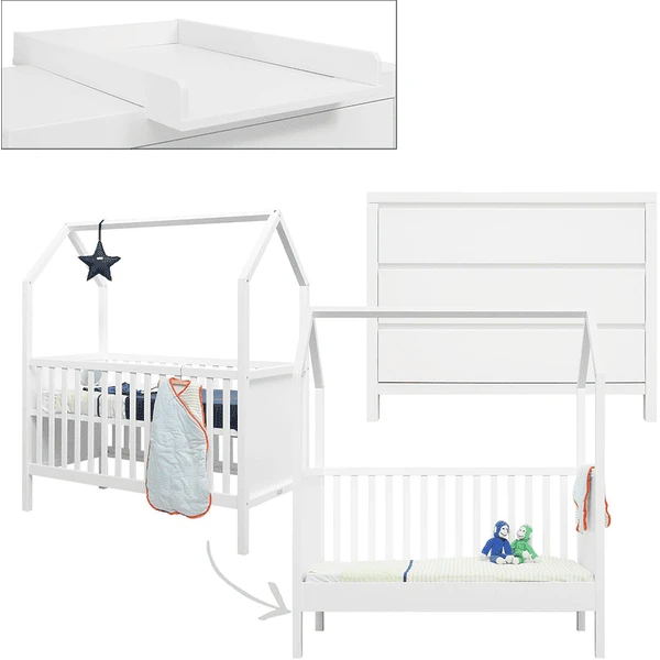 Bopita Babykamer Corsica / My First House 2-delig 60 X 120 Cm Wit Met Aankleedplateau