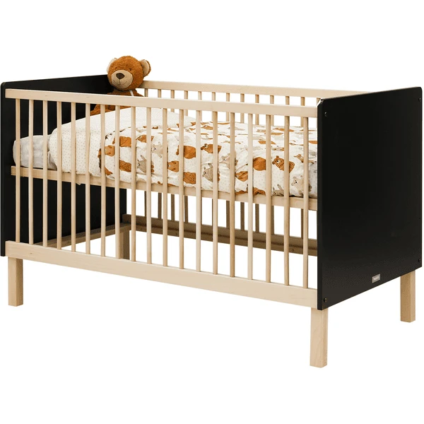 Bopita Babykamer Floris 2-delig Om Te Bouwen 70 X 140 Cm Mat Zwart / Naturel - Afbeelding 3