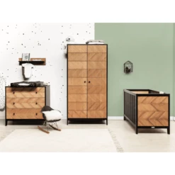 Bopita Babykamer Job 3-delig Meegroeikamer 70 X 140 Cm Vintage Honey Met Opzetstuk