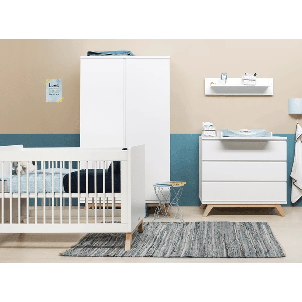Bopita Babykamer Lynn 3-delig 70 X 140 Cm Wit / Natuur Met Commode