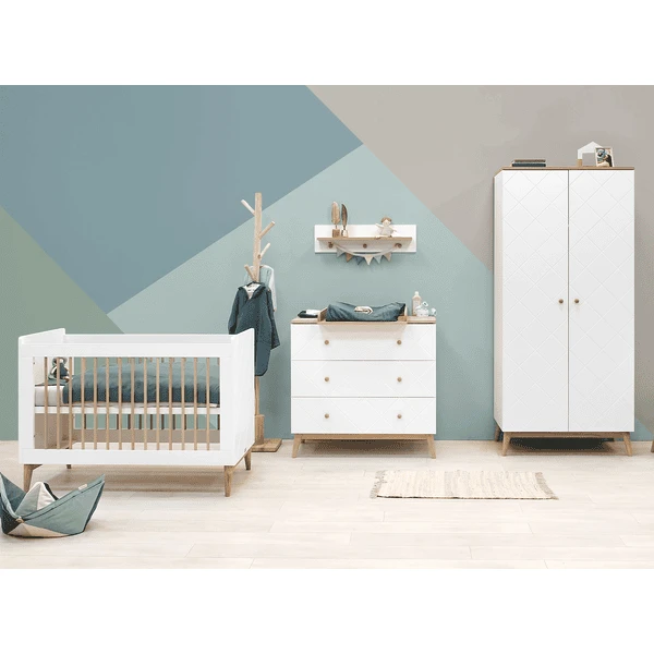 Bopita Babykamer Paris 3-delig 60 X 120 Cm Wit / Natuur Met Aankleedkussen