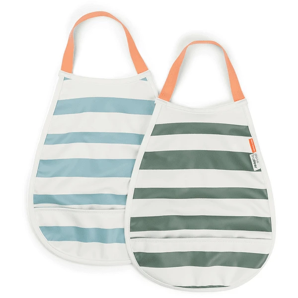 Done By Deer ™ Pull-over Slabbetje 2-pack Stripes Blauw / Groen - Afbeelding 2