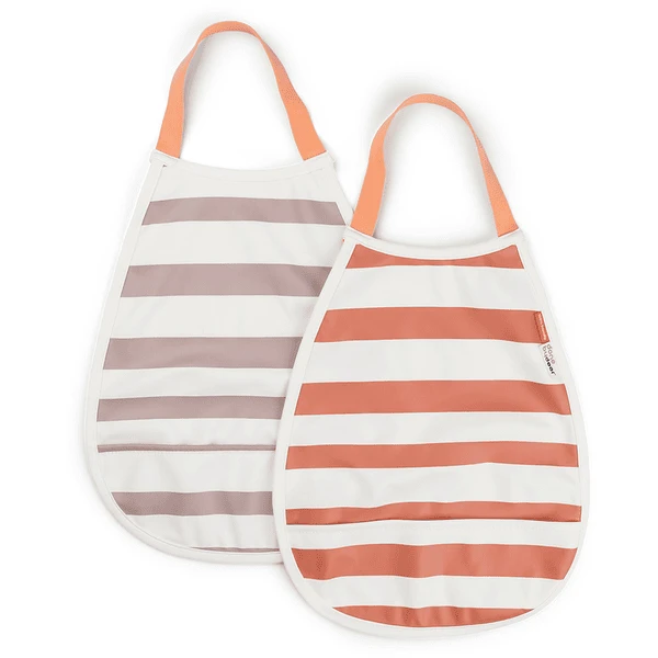 Done By Deer ™ Pull-over Slabbetje 2-pack Stripes Papaya / Roze