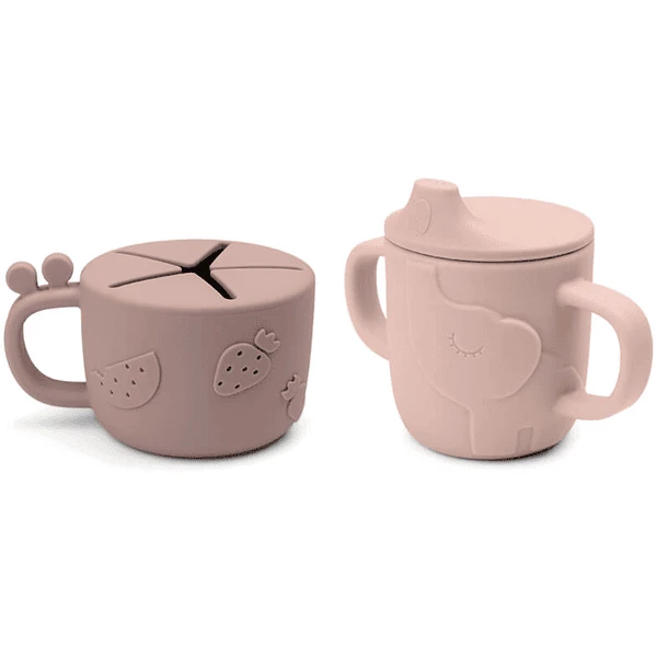 Done By Deer ™ Snack & Drink Beker Peekaboo Set Hert Friends Roze - Afbeelding 5