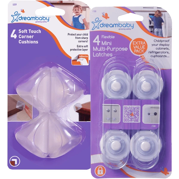 Dreambaby Dream Baby ® 4 Stuks DELUXE Hoekbeschermers & 4 Stuks Multifunctionele Sluitingen Klein, Transparant - Afbeelding 4