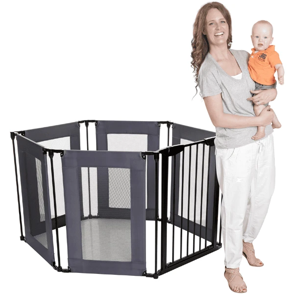 Dreambaby Dream Baby ® Brooklyn 2-in-1 Converta 6 Panels Playpen/Extra Brede Barrier, Grijs/Zwart - Afbeelding 4