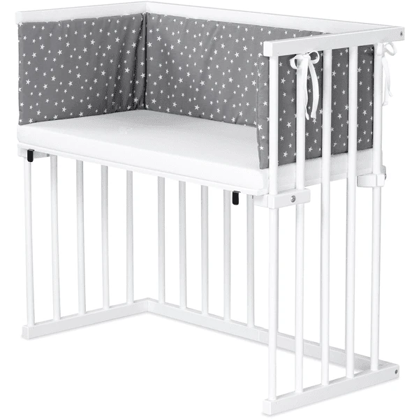 Dreamgood Co-sleeper Beuken Wit Gelakt | Matras Prime Air | Nest, Ruit Grijs Gevlekt Sterren Wit - Afbeelding 2