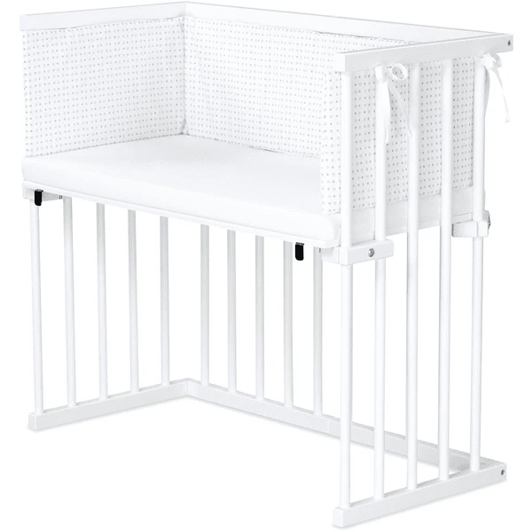 Dreamgood Co-sleeper Beuken Wit Gelakt | Matras Prime Air | Nest, Witte Sterrenmix Lichtgrijs/zilvergrijs - Afbeelding 2