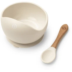Elodie Silicone Kom Met Lepel, Vanille White