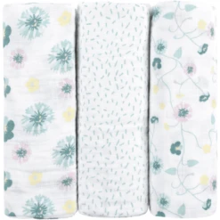 Emma & Noah Hydrofiele Doeken 3 Stuks Bloemen Mint 80 X 80 Cm