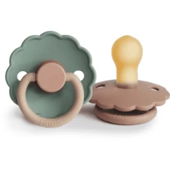 FRIGG Fopspeen Daisy Latex, Rose Gold/Willow 0-6 Maanden, 2 Stuks