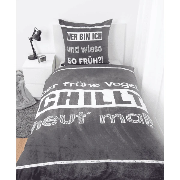 HERDING Beddengoed Spreuken "De Vroege Vogel..." 135 X 200 Cm - Afbeelding 2