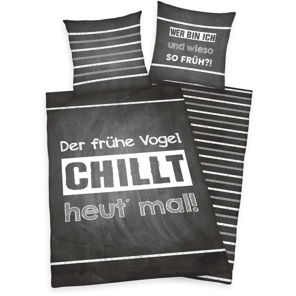 HERDING Beddengoed Spreuken "De Vroege Vogel..." 135 X 200 Cm - Afbeelding 3