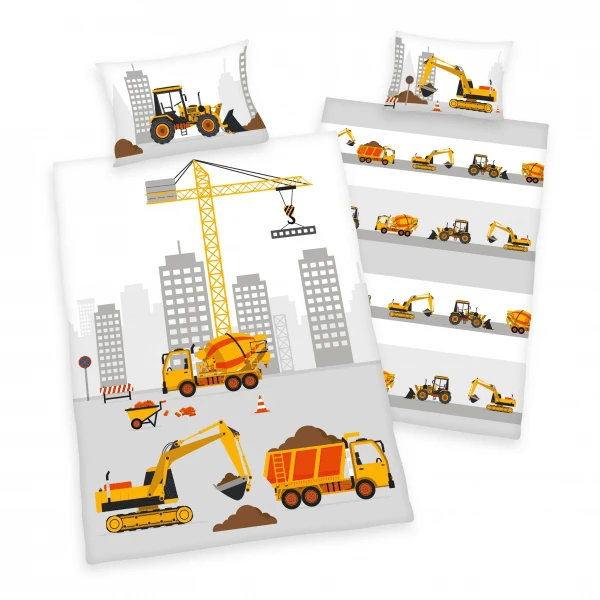 HERDING Flanellen Beddengoed Bouwplaats 100 X 135 Cm - Afbeelding 3