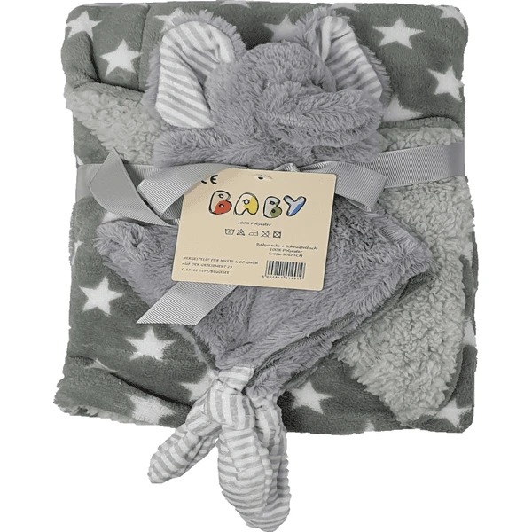HÜTTE & CO Babydeken Met Knuffeldoekje 75 X Elephant 100 Cm - Afbeelding 3