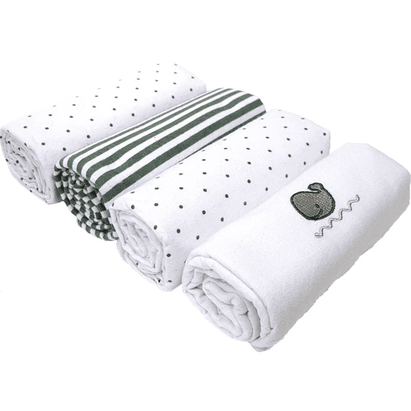 HÜTTE & CO Molleton Wipes 4-pack Grijze Walvis - Afbeelding 2