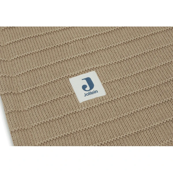 Jollein Knuffeldeken Ledikant 100x150cm Zuiver Gebreid Biscuit/ Velvet - Afbeelding 4