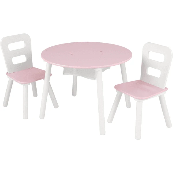 KidKraft® Set Met Ronde Opbergtafel En Stoelen - Wit En Roze - Afbeelding 2