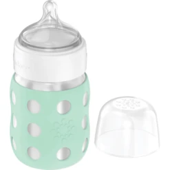 Life Factory Babyfles Met Brede Hals 235 Ml Met Siliconenspeen, Mint
