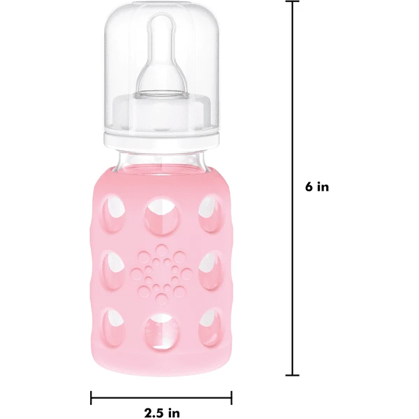 LIFEFACTORY Glazen Babyfles "pink" 120ml - Afbeelding 4