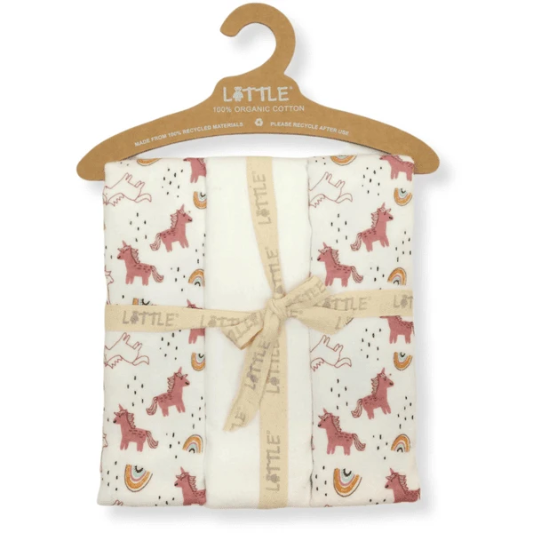 LITTLE Molleton Doekjes 3-Pack Regenboog White - Afbeelding 3