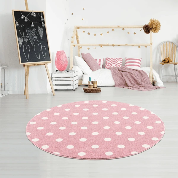 LIVONE Kinderdeken Kinderen Houden Van Tapijten CIRCLE Roze/wit 160 Cm Rond - Afbeelding 4