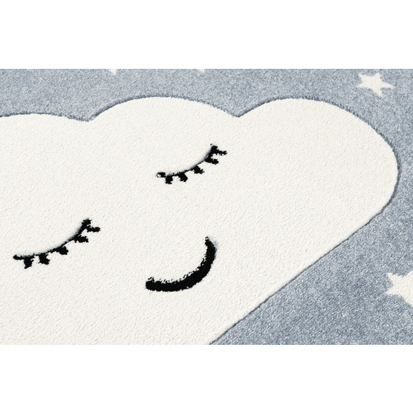 LIVONE Tapijt Kids Love Rugs Smiley Cloud Rond Blauw/wit 160 Cm - Afbeelding 2