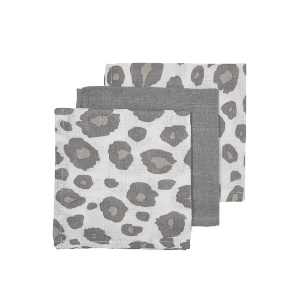 Meyco Burpdoeken 3-pack Panter Neutraal/grijs 30 X 30 Cm