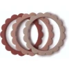 Mushie Bijtring Bloem Armband, Roos/ Blush /Shifting Sand , 3 Stuks