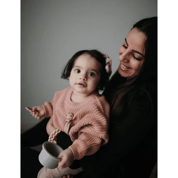 Mushie Bijtring Bloem Armband, Steel /Dove Gray/ Stone , 3 Stuks - Afbeelding 3