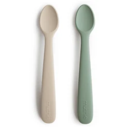 Mushie Siliconenlepel, Cambridge Blauw/Verandering Sand