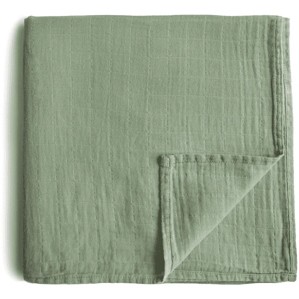 Mushie Wikkeldoek Mousseline Groen 120 X120 Cm - Afbeelding 3